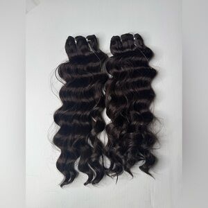 Human Hair Blend Weft Extensions #3 Dark Brown – 18” Body Wave 2  Bundles